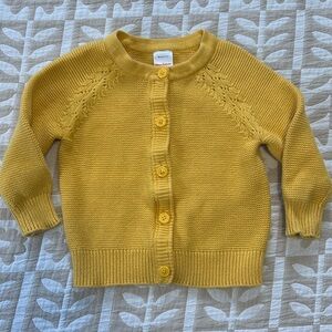 Hanna Andersson 100% Cotton Yellow Cardigan Sweater Size 3T 90 cm